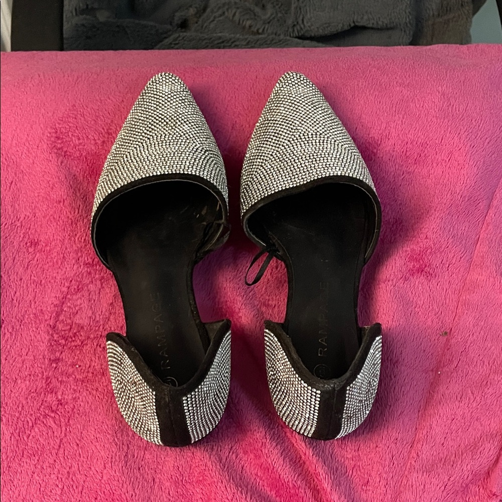 Rampage Black and White Textured Flats